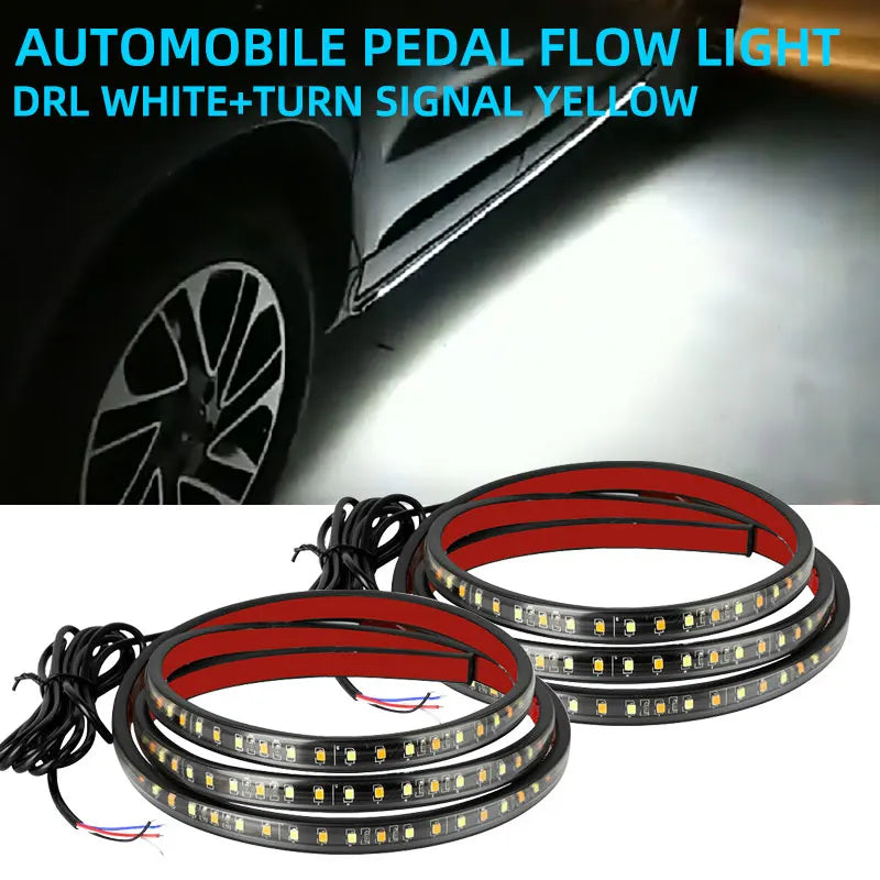 1.5M 1.2M Dual Color Led Car Running Board Light Side Mark Sequential Light for Car Truck Turn Signal Lighting Strips Kits