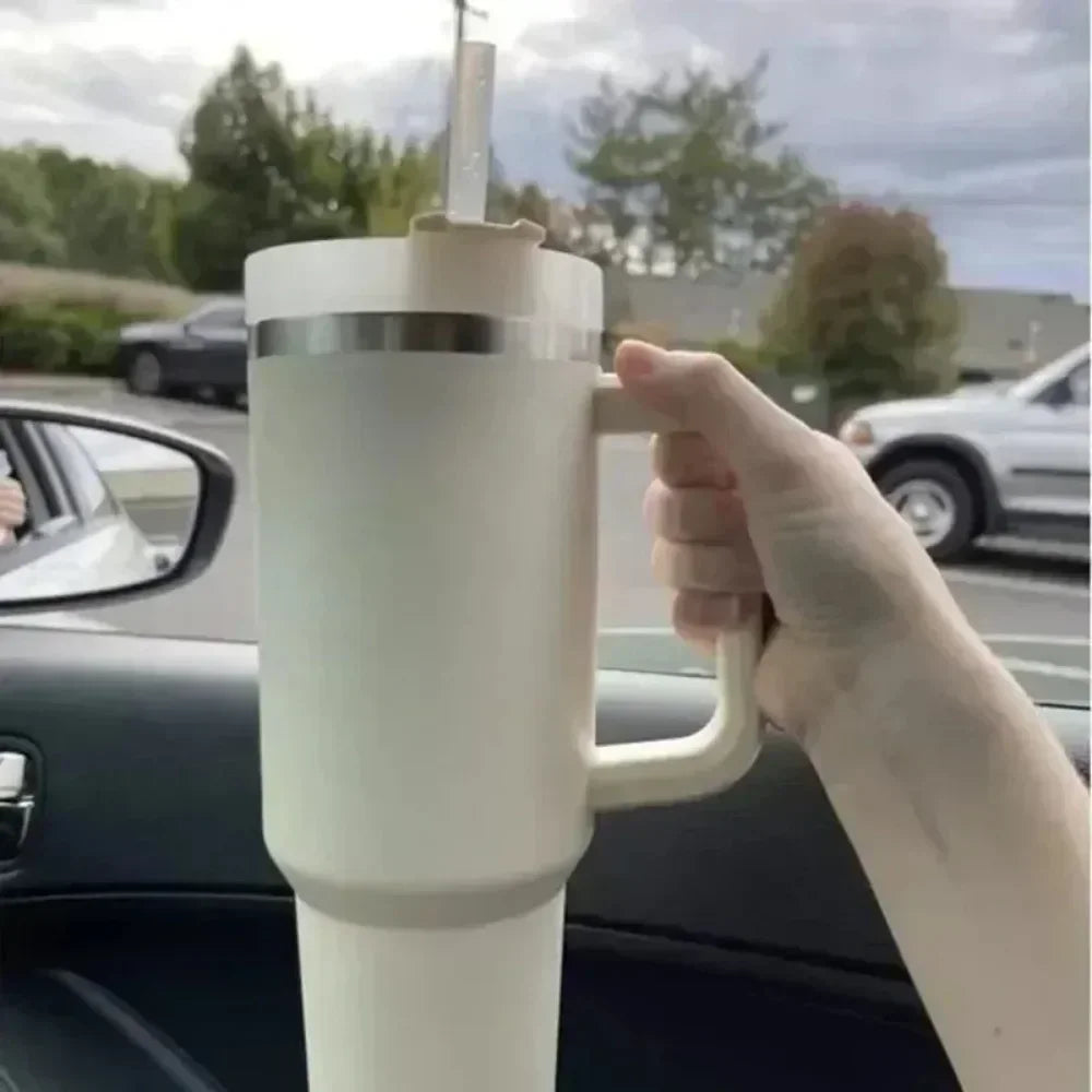 Insulated Tumbler with Handle Straw 40oz Stainless Steel Vacuum Cup Thermal Mug for Ice Coffee Travel Car Cup