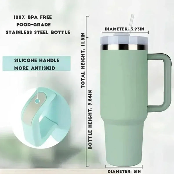 Insulated Tumbler with Handle Straw 40oz Stainless Steel Vacuum Cup Thermal Mug for Ice Coffee Travel Car Cup