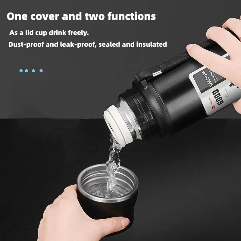 Large Capacity Stainless Steel Water Bottle With Lid Cup Coffee Vacuum Flask Outdoor Travel Thermal Cup Leakproof Thermos Bottle