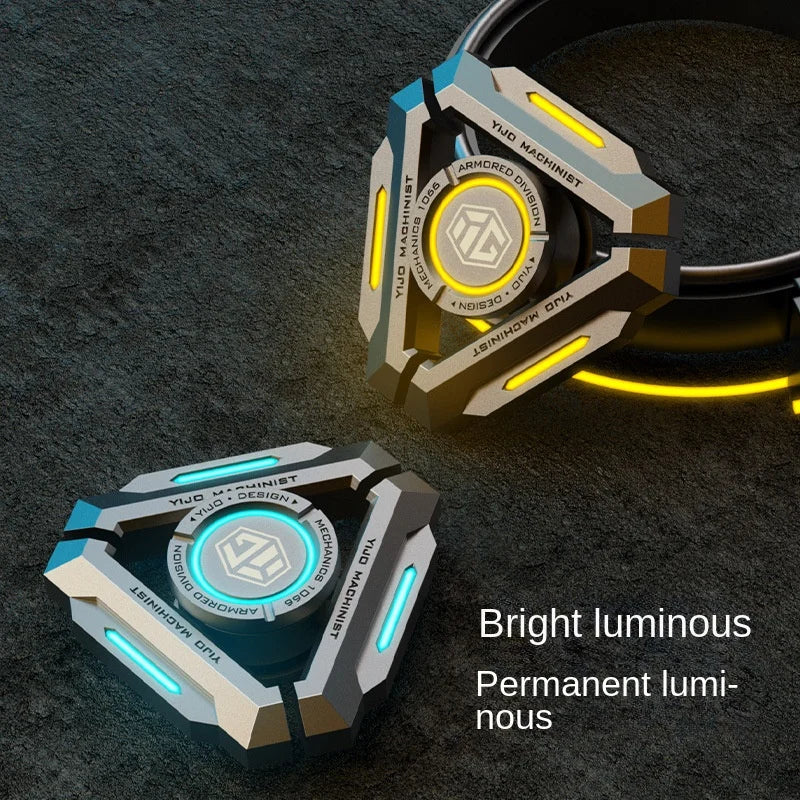 New Technology Metal Alloy Luminous Gyro Smart Black Technology Fidget Spinner Hand Stress Relief Toy Boy Adults Birtday Gifts