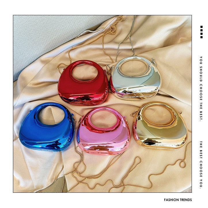 2025 New Cross-Border Fashion Chain Mini Bag Crescent Moon Acrylic Bag Lipstick Coin Purse Children's Bag Crossbody Bag