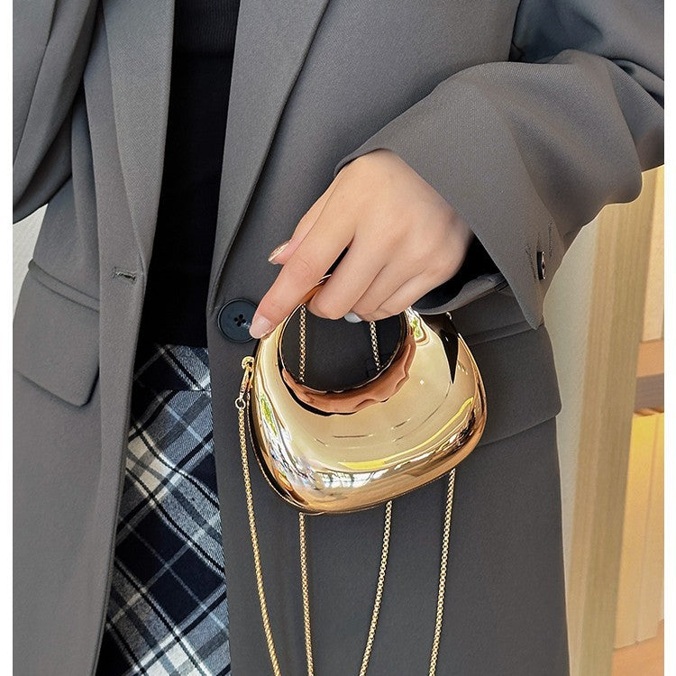 2025 New Cross-Border Fashion Chain Mini Bag Crescent Moon Acrylic Bag Lipstick Coin Purse Children's Bag Crossbody Bag