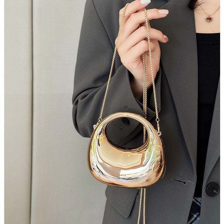 2025 New Cross-Border Fashion Chain Mini Bag Crescent Moon Acrylic Bag Lipstick Coin Purse Children's Bag Crossbody Bag