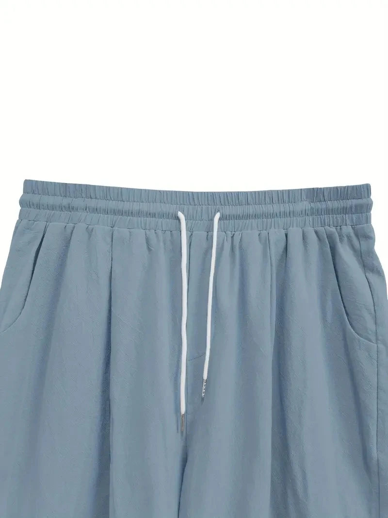 Plus Size High Rise Drawstring Shorts, Women's Plus SlightStretch Solid Casual Shorts With Pocket