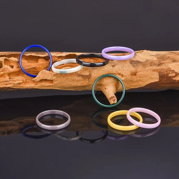Romantic Sweet 9 Color Design Ceramic Rings Smooth Circular Ring For Women Men Goth Rock Finger Rings Jewelry Engagement Ring
