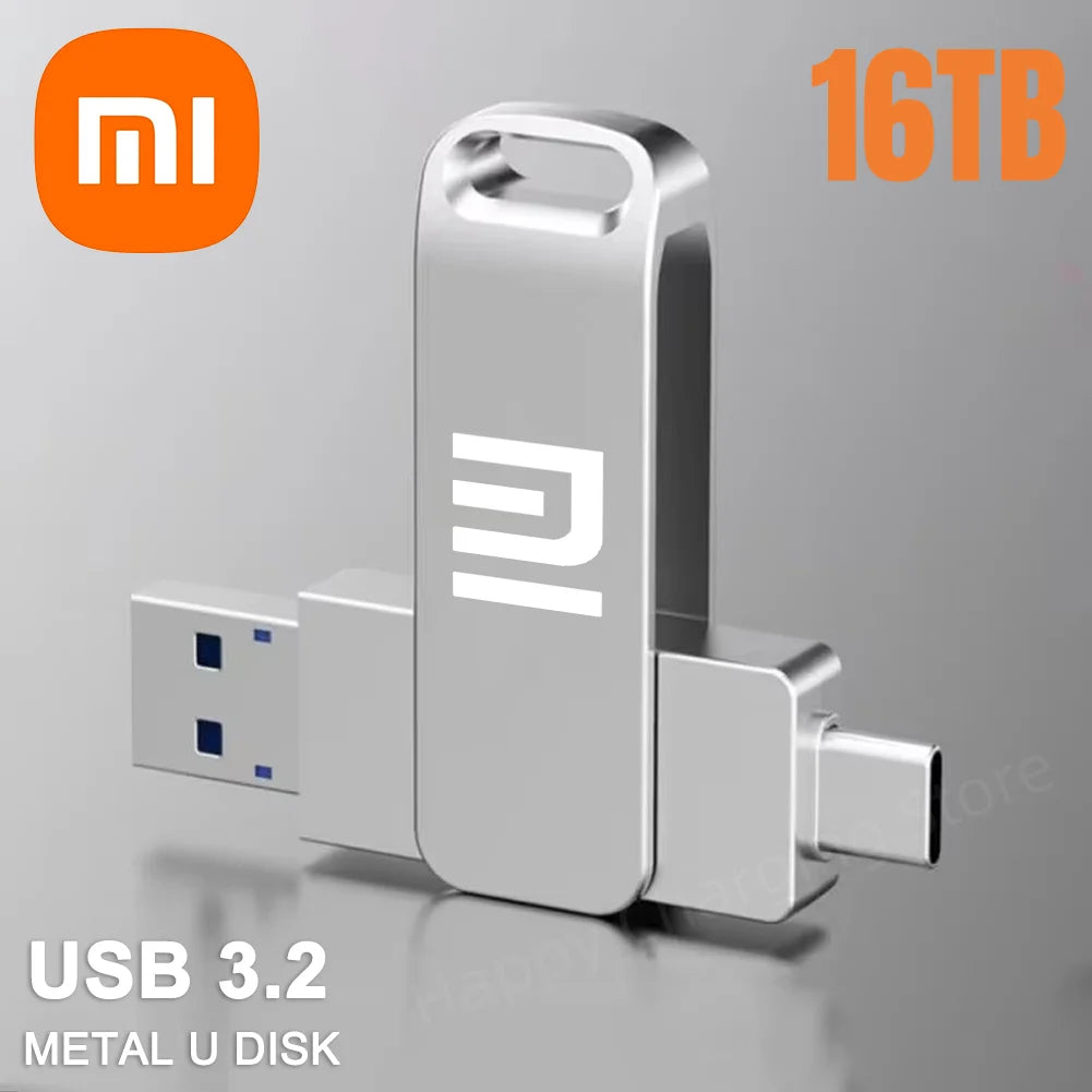 Xiaomi 16TB Flash Drive USB 3.2 High Speed USB Transfer Type-c 2-In-1 8TB 16TB OTG Pendrive Waterproof Flash Disk For Computer