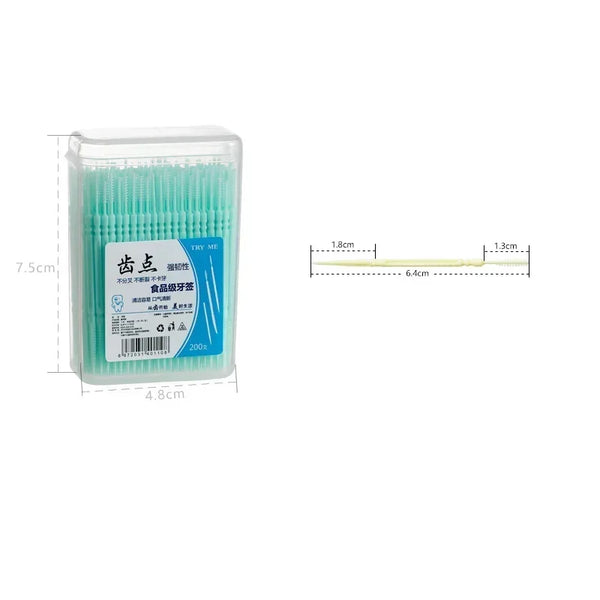 200pcs/box Double Head Dental Floss Interdental Toothpick Brush Brush Teeth Stick Dental Oral Care Toothpicks Floss Pick