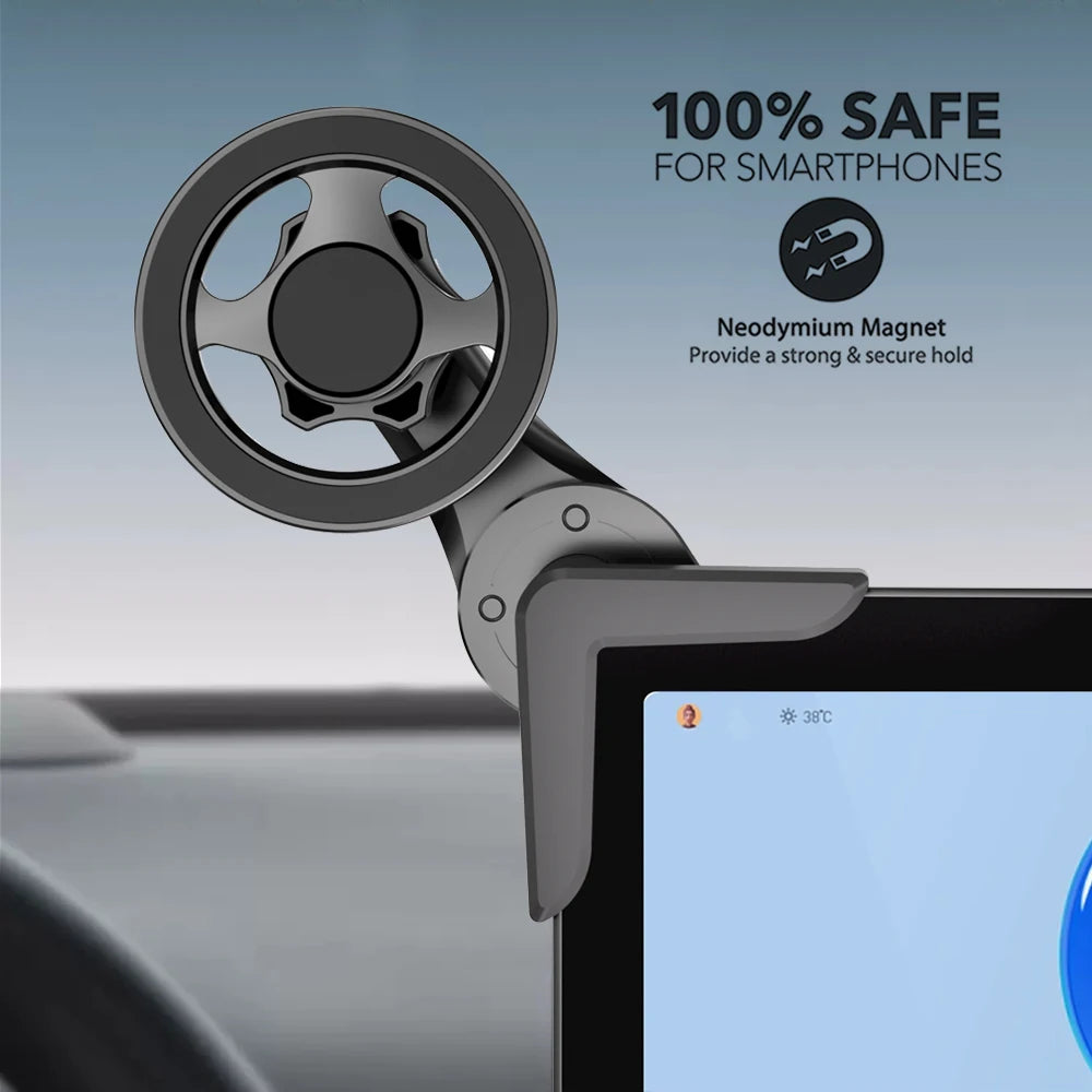 Car Mounted Display Screen Magnetic Mobile Phone Holder 360 Degree Freely Rotation Foldable Mount Usded for Car Electric Vehicle