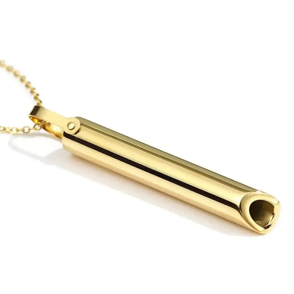 Stainless Steel Whistle Necklace for Anxiety Relief Anti Vaping Mindfulness Tool Quit Smoking Stress Reduction Breathing Aid