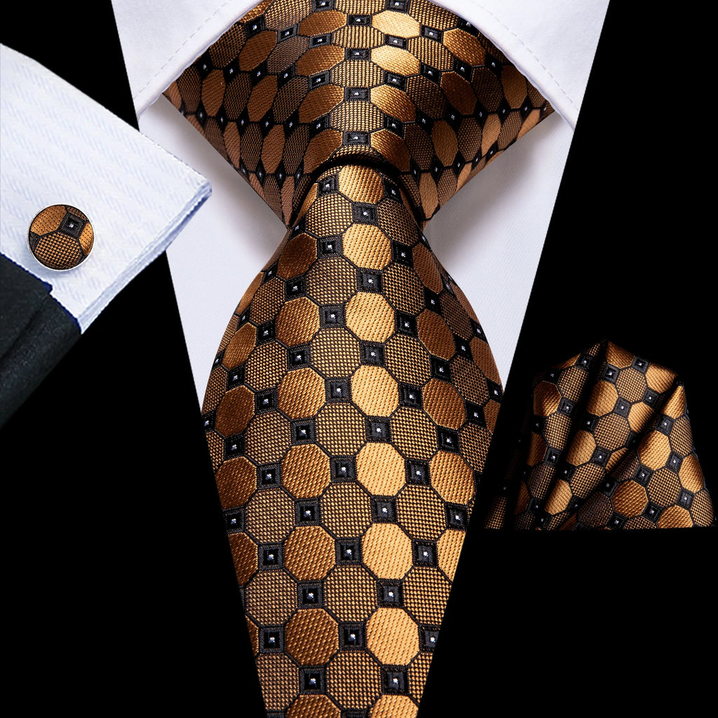 Hi-Tie Striped Black Red Gold Green Silk Wedding Tie For Men Handky Cufflink Gift Men Necktie Fashion Designer Business Party