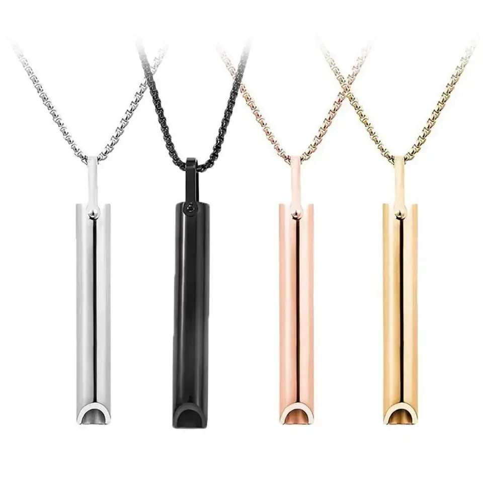 Stainless Steel Whistle Necklace for Anxiety Relief Anti Vaping Mindfulness Tool Quit Smoking Stress Reduction Breathing Aid
