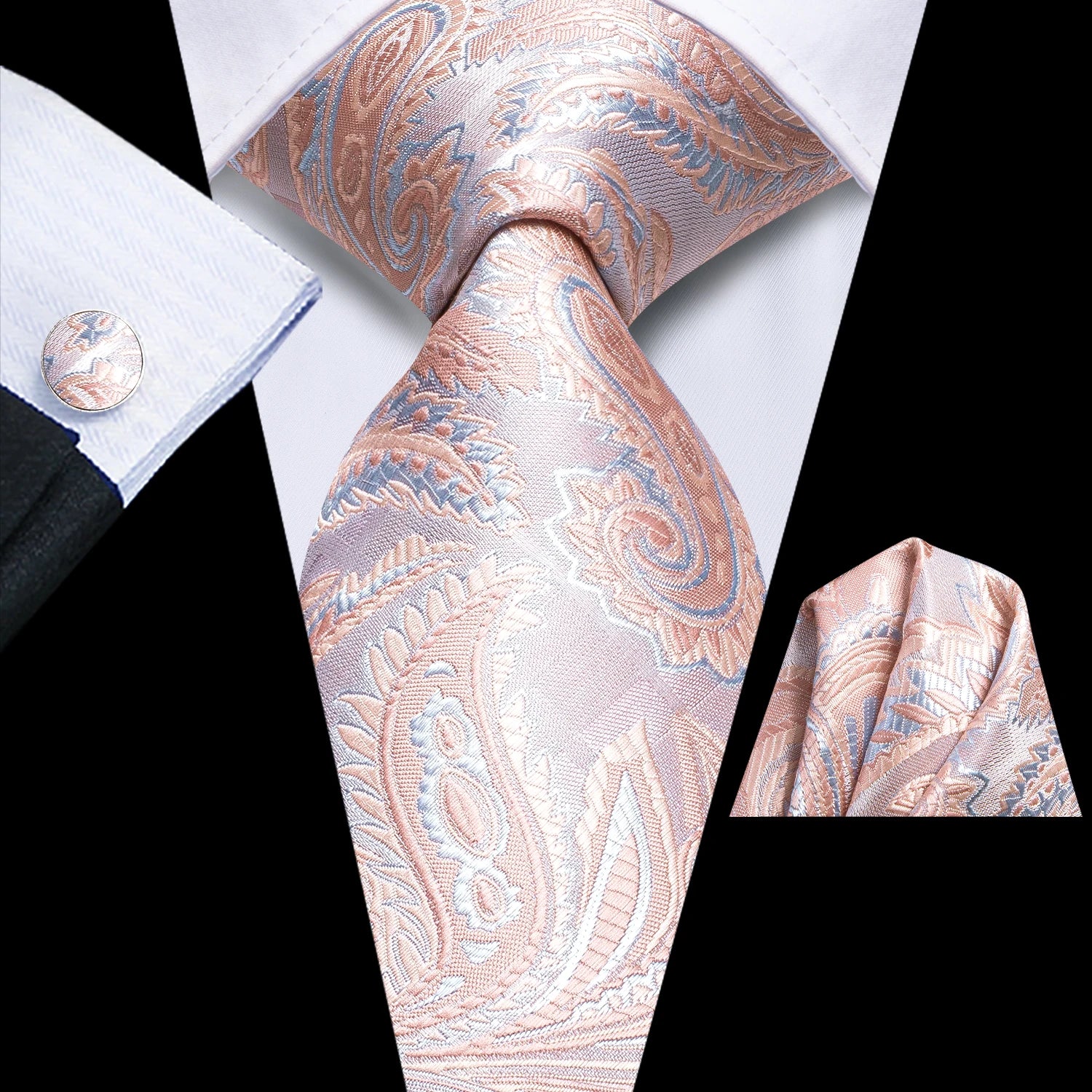 Hi-Tie Striped Black Red Gold Green Silk Wedding Tie For Men Handky Cufflink Gift Men Necktie Fashion Designer Business Party