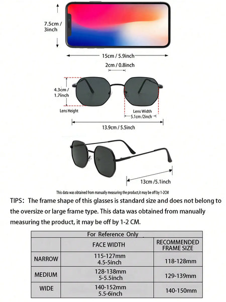 1/2 PCS Unisex Geometric Metal Frame Temperament Fashion Glasses For Outdoor Travel Driving Daily Life Accessories