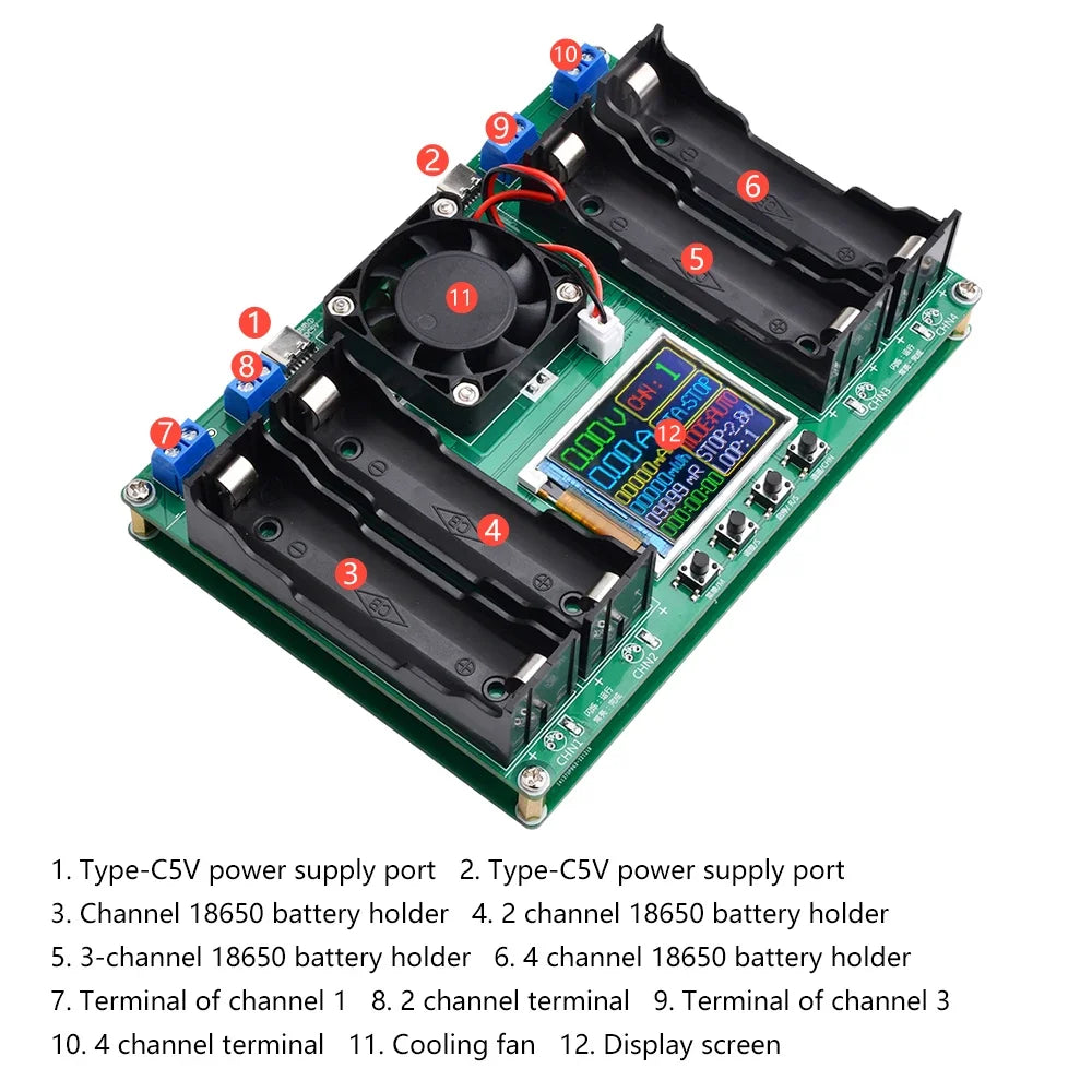 Hot Sell 18650 Lithium Battery Capacity Tester Module MAh MWh Digital Battery Power Detector Module 18650 Battery Tester Type-C
