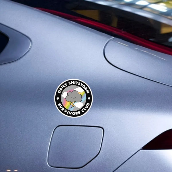 1PC Daily Shitstorm Survivors Club Motorcycle Stickers Waterproof Motorbike Fairing Fuel Tank Funny Meme Durable Vinyl Decals