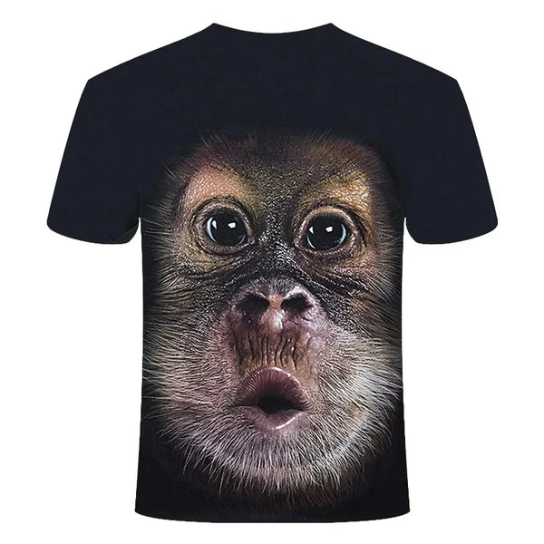 Fashion Funny Monkey Summer Casual Animal Pattern Men's T-Shirt New Harajuku Personality Tees Hip Hop 3D Print Short Sleeve Tops