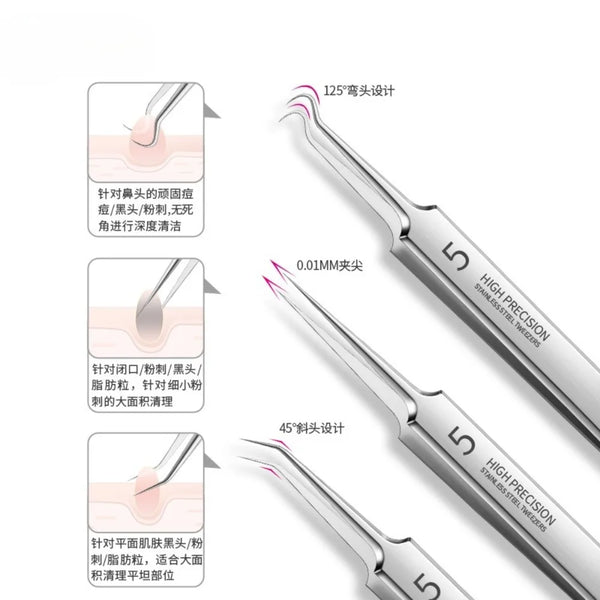 Cell Pimples Blackhead Remover Clip Ultra-fine Tweezers Black Dots Blackhead Extractor Acne Needle Facial Cleaner Skin Care Tool