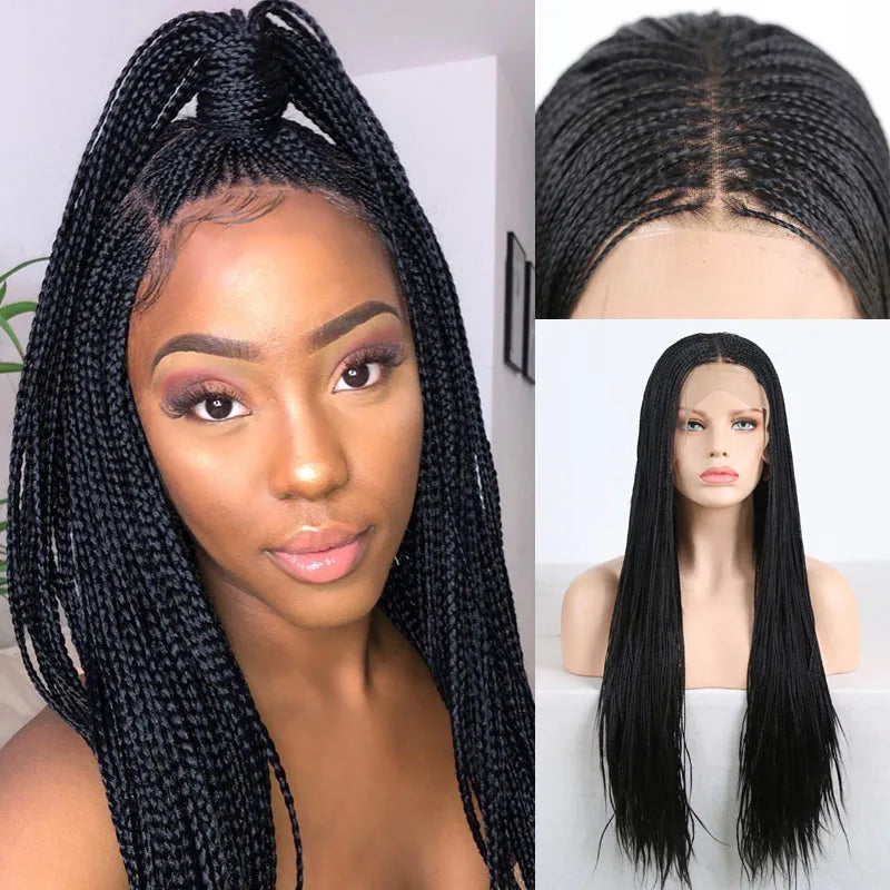 AIMEYA 13X4 Lace Wigs for Women Braided Box Braids Wig 500pieces Synthetic Lace Front Wig Braiding Wigs Natural Hairline Cosplay
