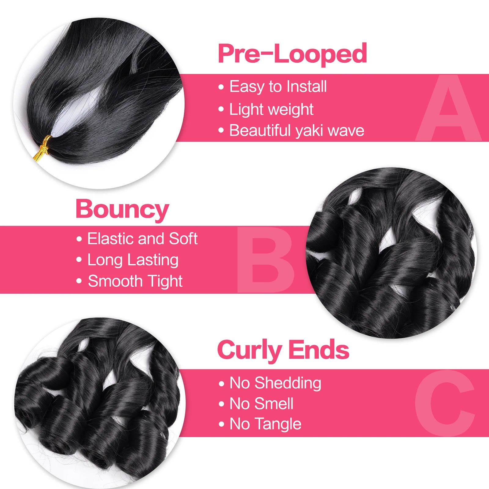 French Curls Braiding Hair Synthetic Hair Spiral Curls Braids Hair Pre Stretched Loose Wave Braiding Hair Extensions For Women