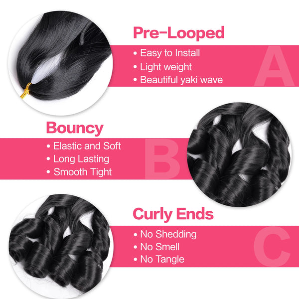 French Curls Braiding Hair Synthetic Hair Spiral Curls Braids Hair Pre Stretched Loose Wave Braiding Hair Extensions For Women