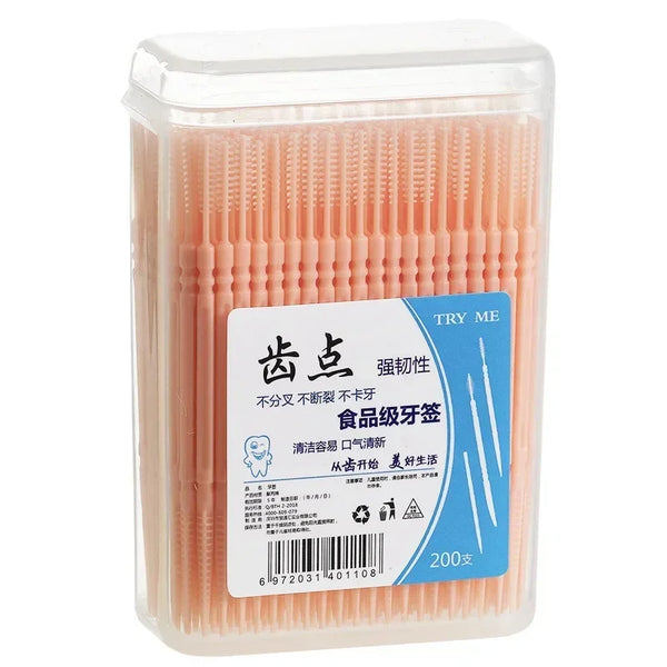 200pcs/box Double Head Dental Floss Interdental Toothpick Brush Brush Teeth Stick Dental Oral Care Toothpicks Floss Pick