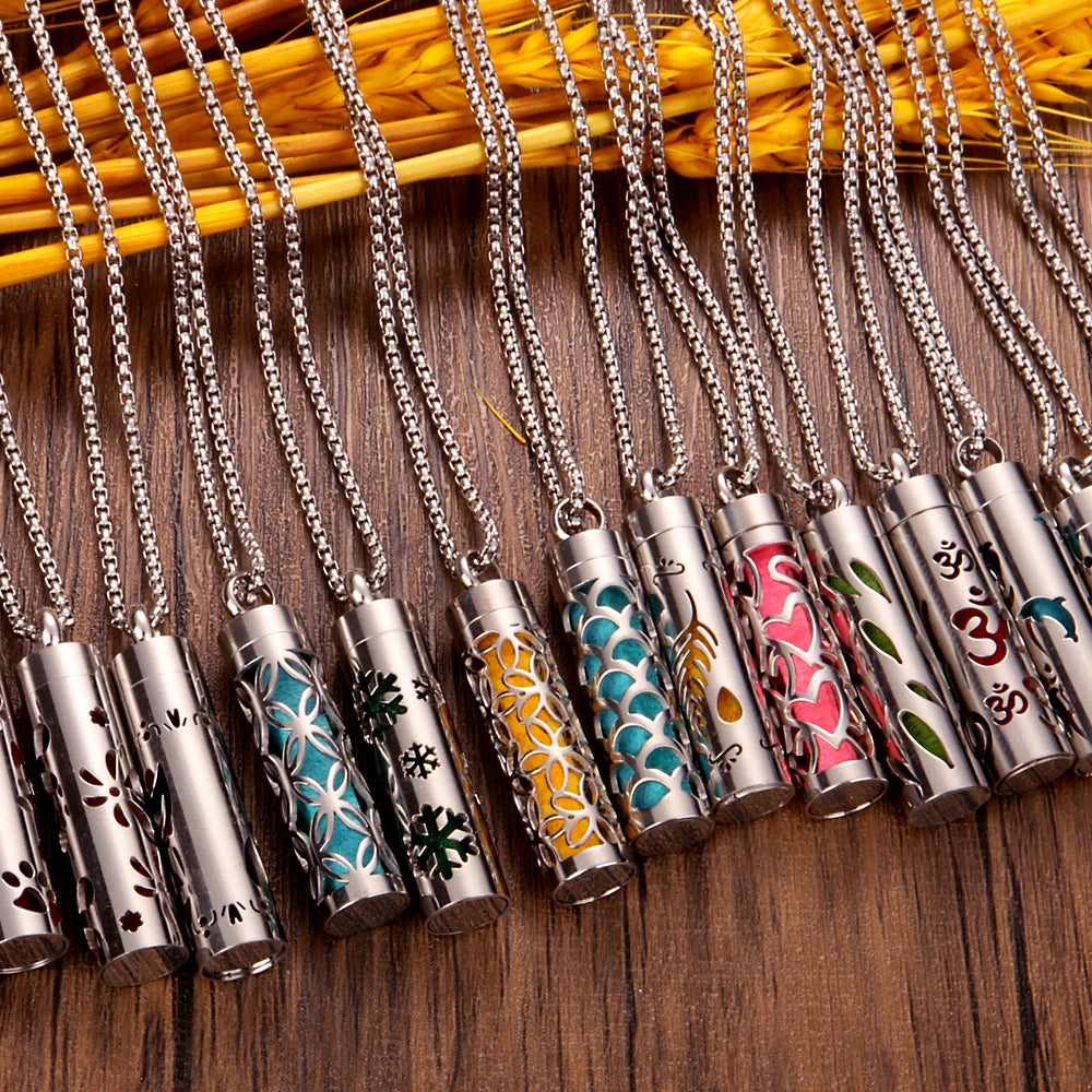 Rvs Holle Verticale Bar Luchtverfrisser Parfum Olie Diffuser Medaillon Charme Sieraden Hanger Ketting Voor Vrouwen Mannen Tiener