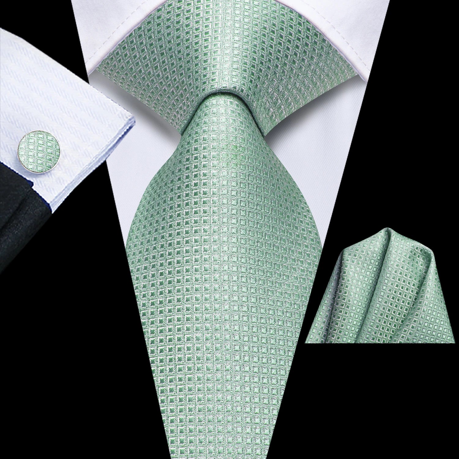 Hi-Tie Striped Black Red Gold Green Silk Wedding Tie For Men Handky Cufflink Gift Men Necktie Fashion Designer Business Party