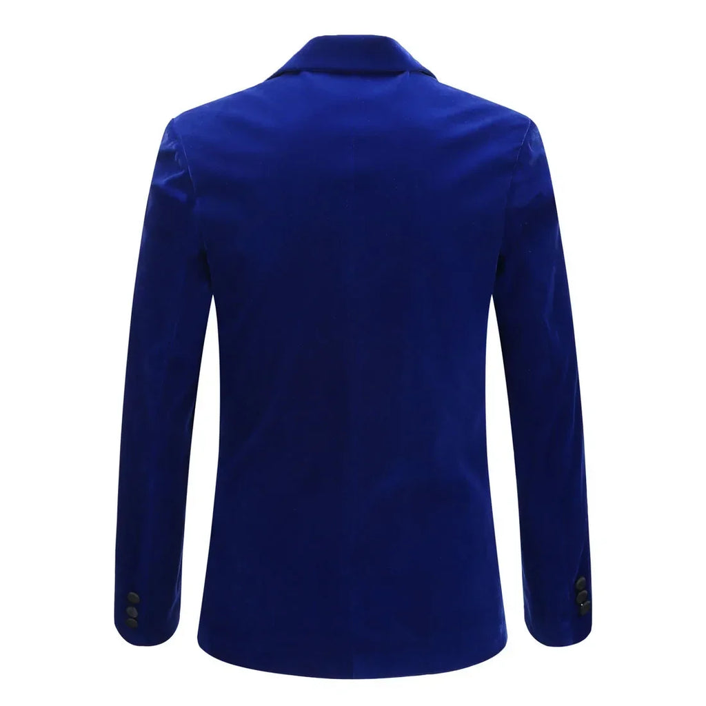 Men's Fashion Trend Velvet Groom Tuxedo Slim Fit Wedding Party Dress Business Casual Suit Jacket Banquet Single Blazers Coat