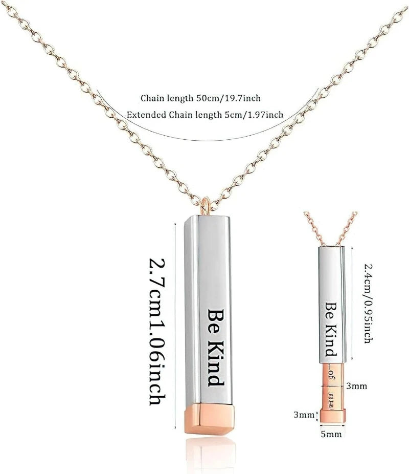 Be Kind of A B Necklaces for Women, Hidden Message, Best Friends Sorority Sisters Friendship Jewelry Gift, Square Tube Pendant