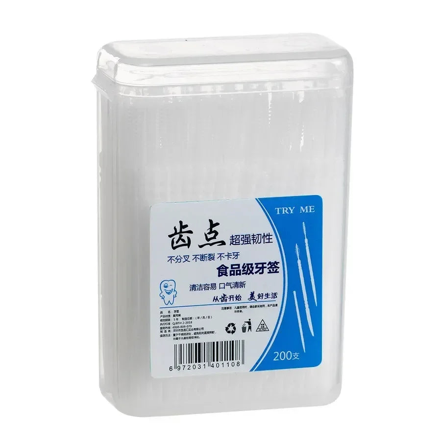 200pcs/box Double Head Dental Floss Interdental Toothpick Brush Brush Teeth Stick Dental Oral Care Toothpicks Floss Pick