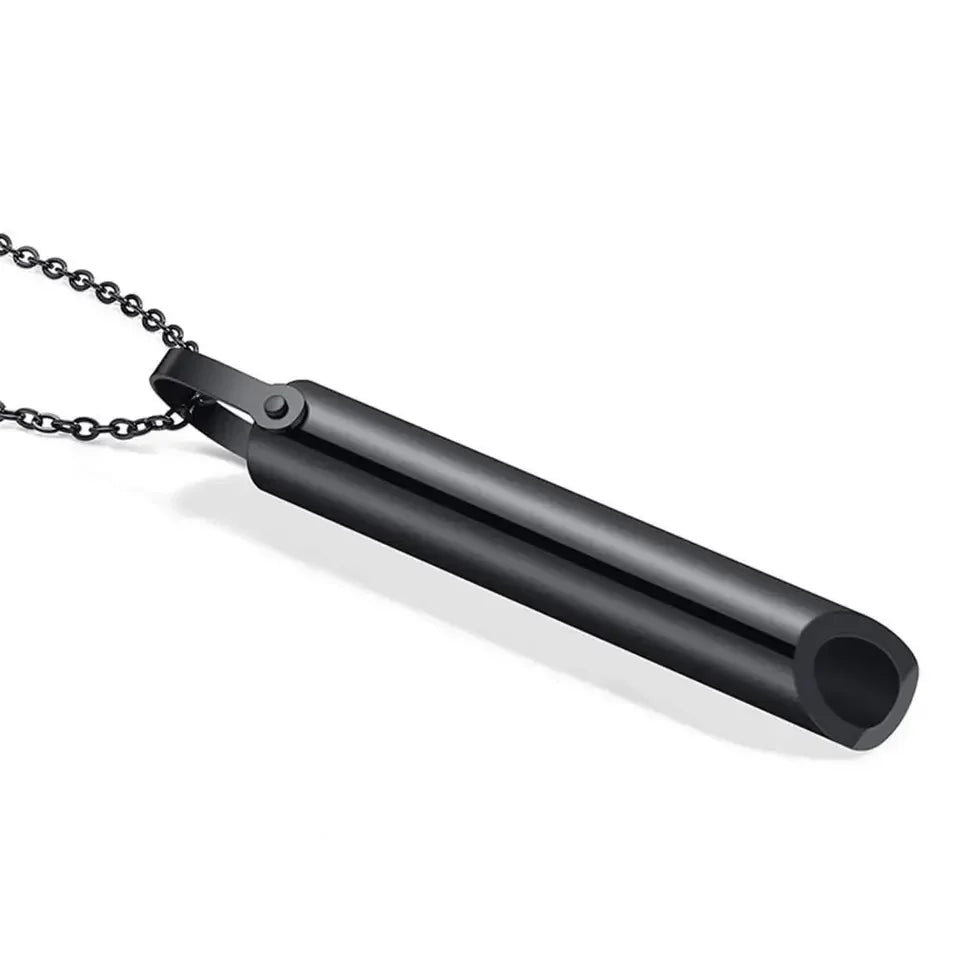 Stainless Steel Whistle Necklace for Anxiety Relief Anti Vaping Mindfulness Tool Quit Smoking Stress Reduction Breathing Aid