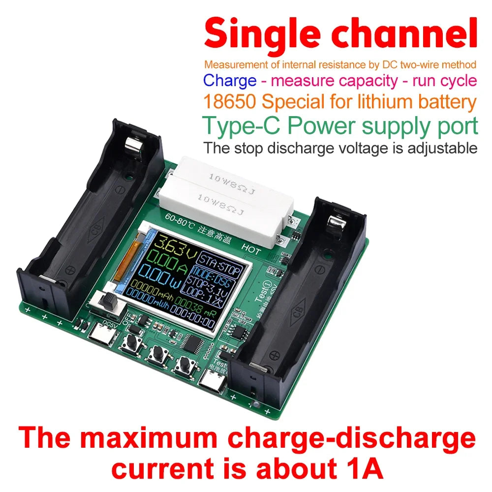 Hot Sell 18650 Lithium Battery Capacity Tester Module MAh MWh Digital Battery Power Detector Module 18650 Battery Tester Type-C
