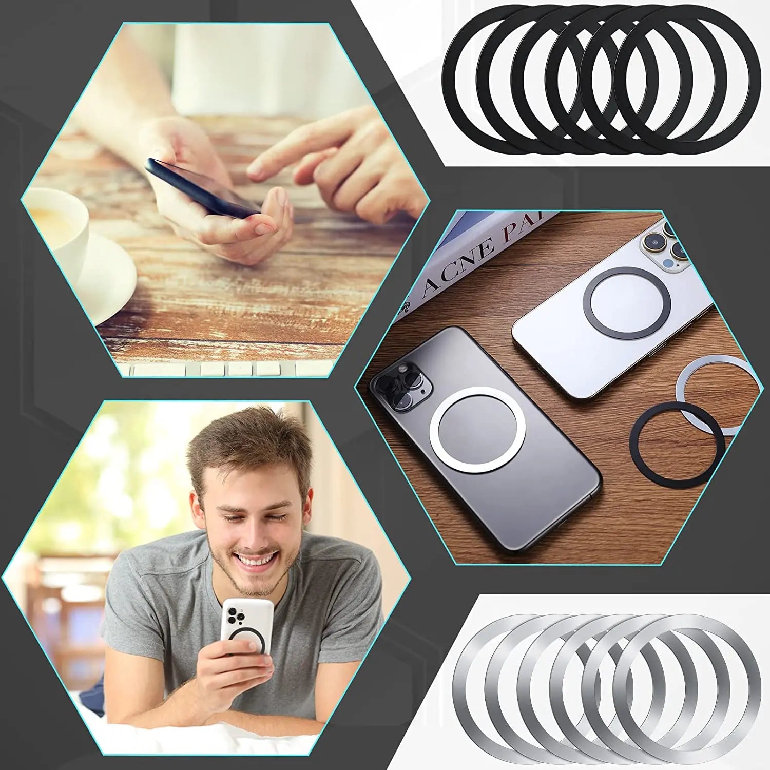 1-5pcs for Magsafe Magnetic Metal Ring for IPhone 14 13 Pro Max Magnet Adsorption for Samsung Huawei Xiaomi Wireless Iron Sheet