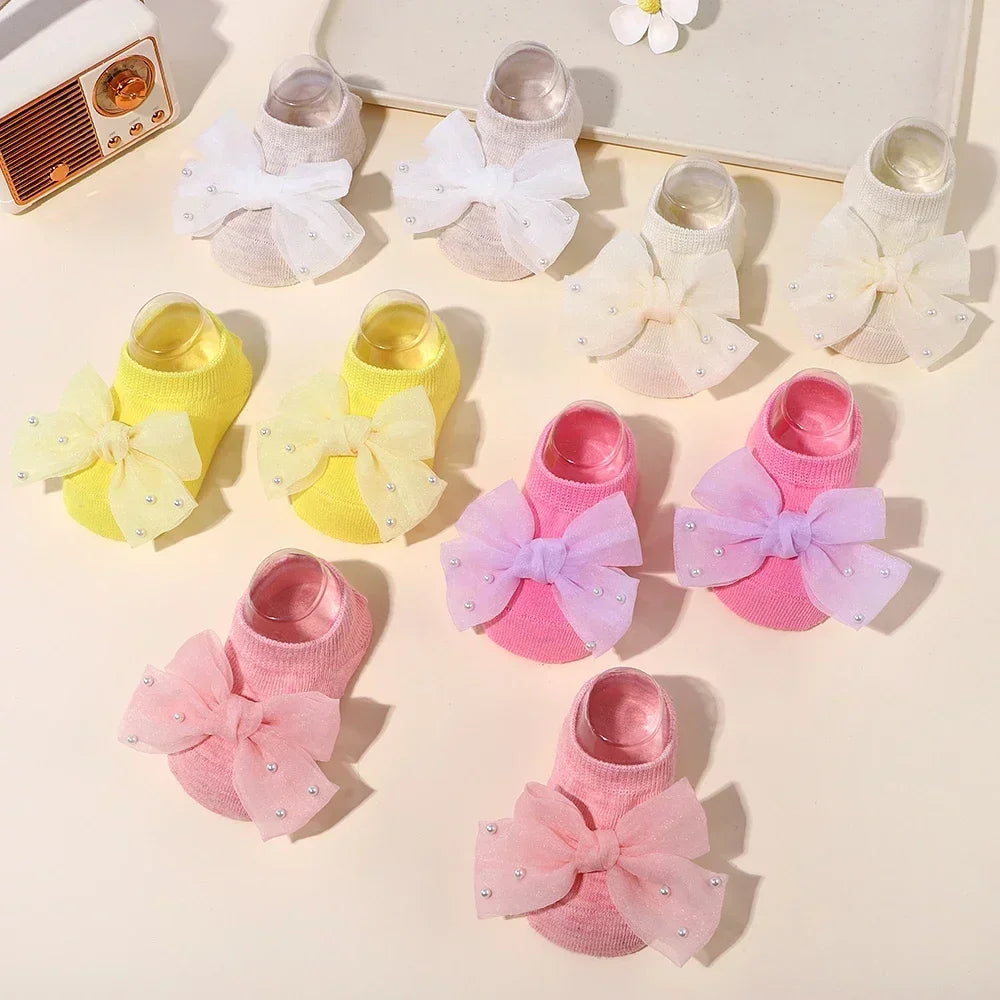 Newborn Accessories Baby Girls Socks Cute Flowers Toddler Princess Anti-skid Leather Soles Infant Floral Gifts Baby Socks Girl