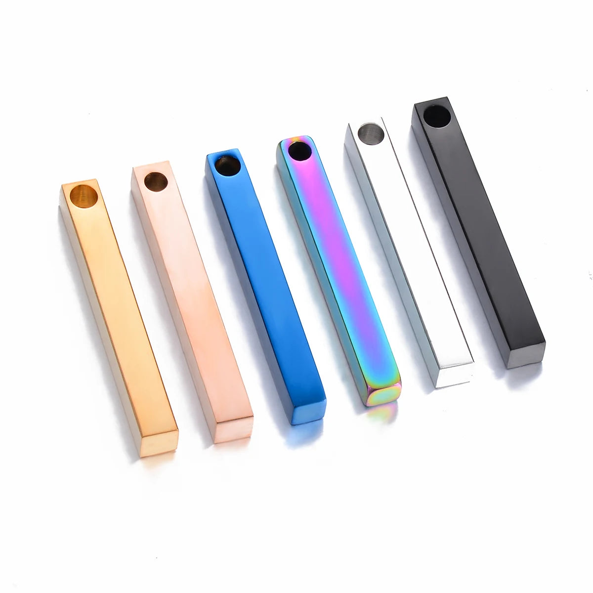 10pcs Stainless Steel ID Tags Rectangle Dog Tags Army Tag Pendant Necklace Jewelry Findings 5 Colors Hypollergenic Dropshiping