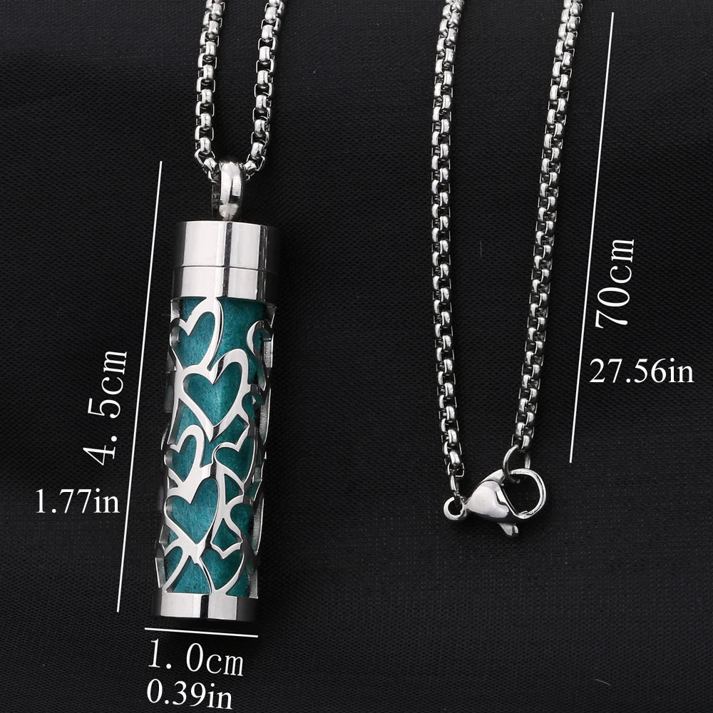 Rvs Holle Verticale Bar Luchtverfrisser Parfum Olie Diffuser Medaillon Charme Sieraden Hanger Ketting Voor Vrouwen Mannen Tiener