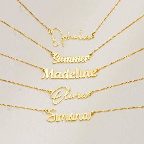 Custom Name Necklace for Women Personalised Cursive Letter Pendant Stainless Steel Jewelry Men Chain Choker Collar Personalizado