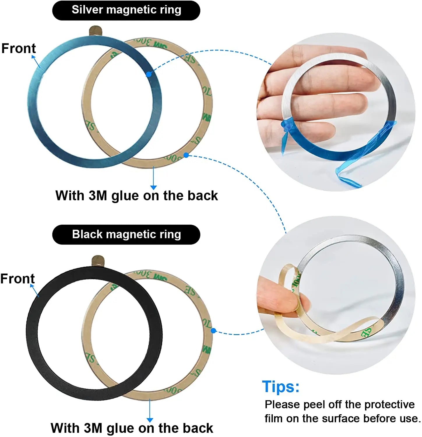1-5pcs for Magsafe Magnetic Metal Ring for IPhone 14 13 Pro Max Magnet Adsorption for Samsung Huawei Xiaomi Wireless Iron Sheet