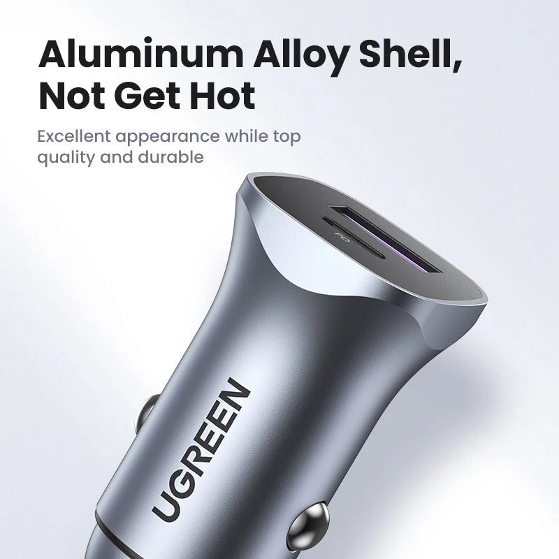 UGREEN Car Charger Type C Fast USB Charger for iPhone 17 16 15 Xiaomi Car Charging Quick 4.0 3.0 Charge Mobile Phone PD Charger