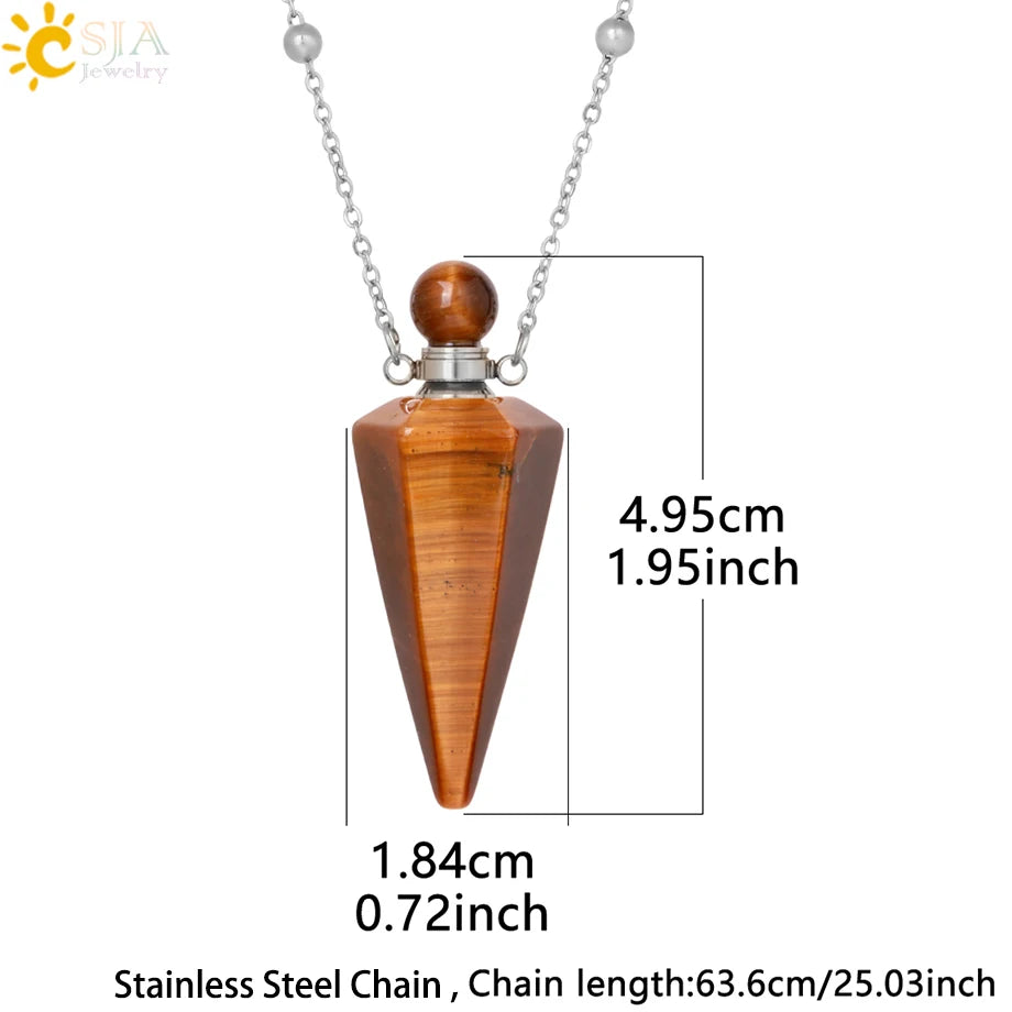 Natuursteen Kegel Parfumflesje ketting Healing Clear Quartz Crystal Hanger Reiki Essentials Olie Diffuser Flacon Ketting H119