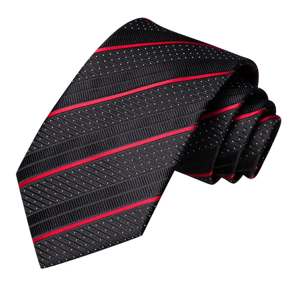Hi-Tie Striped Black Red Gold Green Silk Wedding Tie For Men Handky Cufflink Gift Men Necktie Fashion Designer Business Party