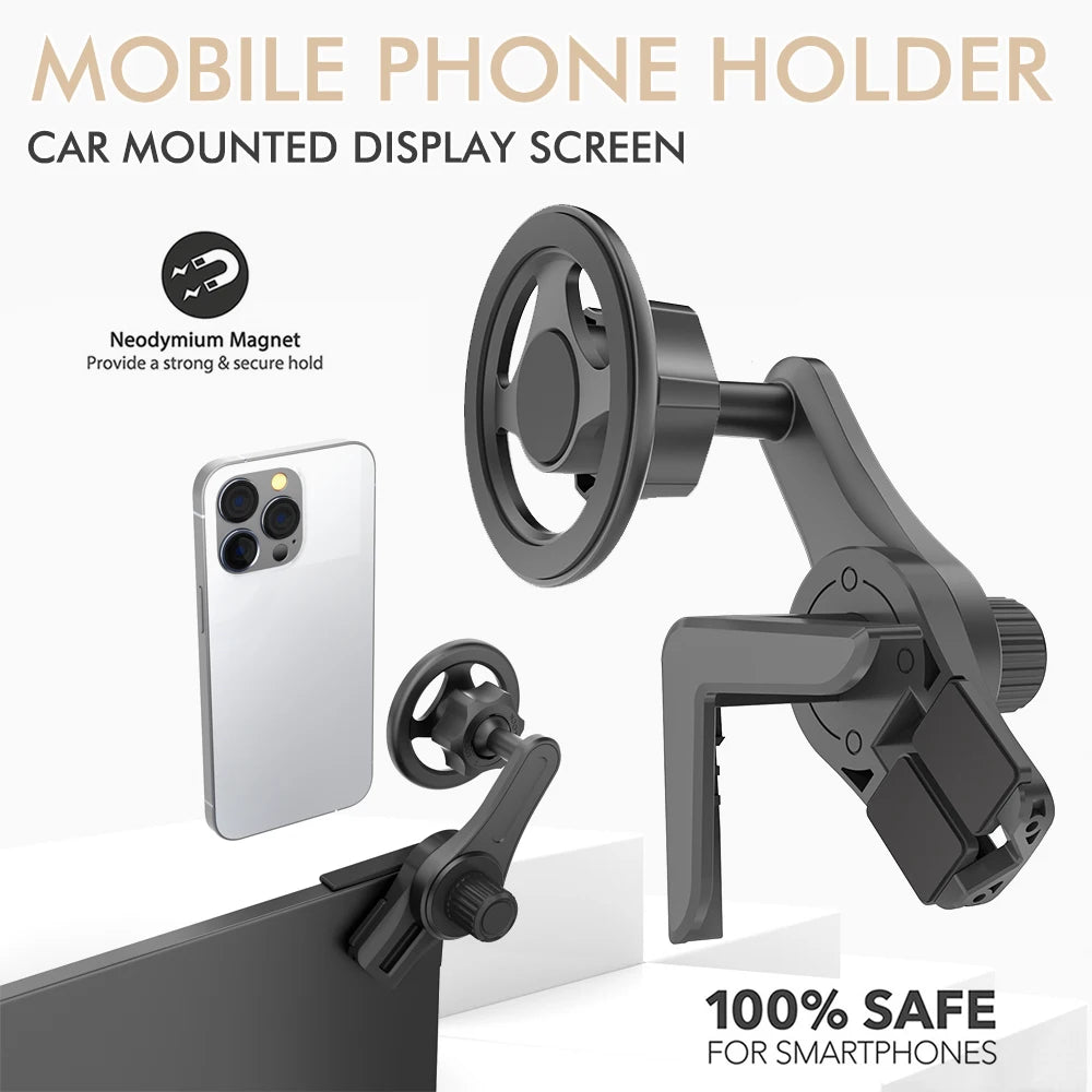 Car Mounted Display Screen Magnetic Mobile Phone Holder 360 Degree Freely Rotation Foldable Mount Usded for Car Electric Vehicle