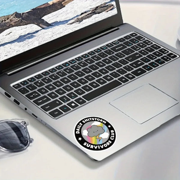 1PC Daily Shitstorm Survivors Club Motorcycle Stickers Waterproof Motorbike Fairing Fuel Tank Funny Meme Durable Vinyl Decals