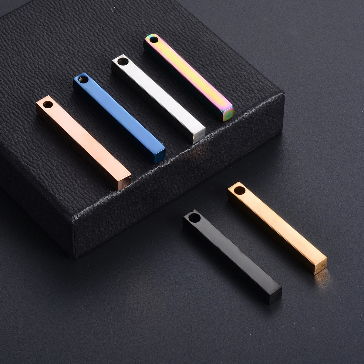 10pcs Stainless Steel ID Tags Rectangle Dog Tags Army Tag Pendant Necklace Jewelry Findings 5 Colors Hypollergenic Dropshiping