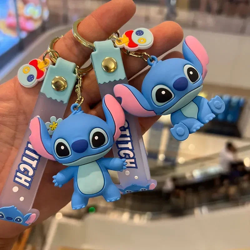 Cartoon Disney Lilo & Stitch siliconen hanger sleutelhanger voor vrouwen mannen fans mooie roze blauw paarse Stitch Angel sleutelhanger geschenken