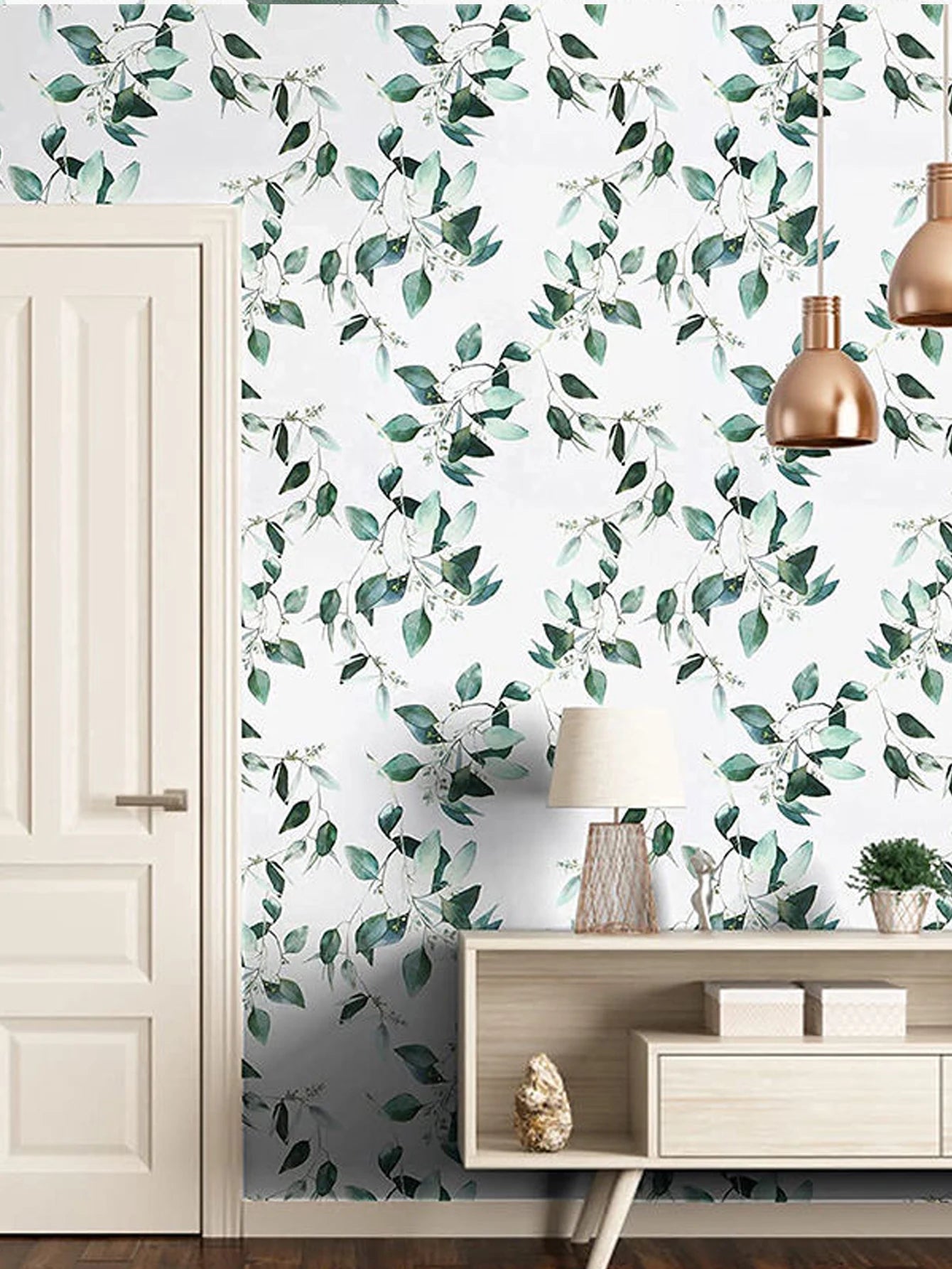Vinyl Green Leaf Peel and Stick Wallpaper Self Adhesive Contact Paper Removable Waterproof Wallpaper For Furniture Renovation