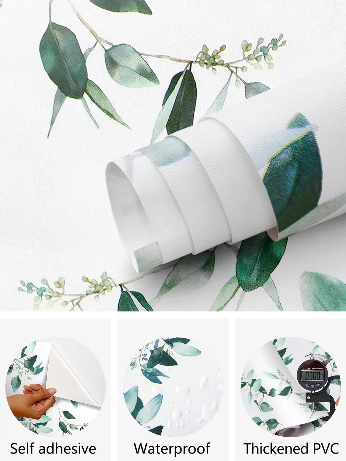 Vinyl Green Leaf Peel and Stick Wallpaper Self Adhesive Contact Paper Removable Waterproof Wallpaper For Furniture Renovation