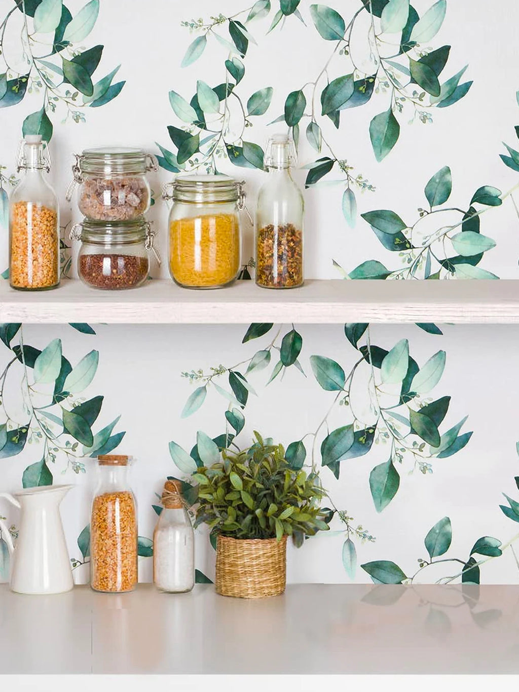 Vinyl Green Leaf Peel and Stick Wallpaper Self Adhesive Contact Paper Removable Waterproof Wallpaper For Furniture Renovation