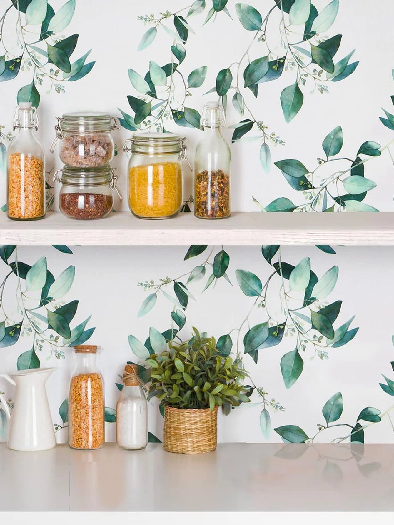 Vinyl Green Leaf Peel and Stick Wallpaper Self Adhesive Contact Paper Removable Waterproof Wallpaper For Furniture Renovation